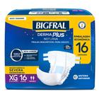 Fralda Geriátrica Bigfral Derma Plus Noturna Unissex Tamanho XG com 16 Unidades