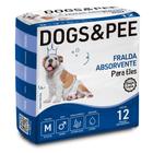 Fralda Higiênica Descartável p/ cães Macho Dogs & Pee M 12Un