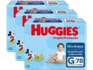 Fralda Huggies Disney Tripla Proteção Tam G de 9a 12,5 kg kit 03 pctes C/ 234 Unidades