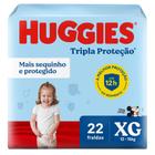 Fralda Huggies Tripla Proteção Tamanho XG Pacote Jumbo 22 Unidades Descartáveis