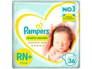 Fralda Pampers Premium Care RN+ - Até 6kg 36 Unidades