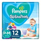 Fralda Pampers Splashers Baby Shark Tamanho P/M com 12 Fraldas Descartáveis