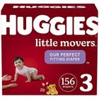 Fraldas de bebê Tamanho 3 (16-28 lbs), 156 Ct, Huggies Little Movers