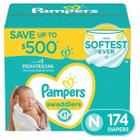 Fraldas Pampers Swaddlers Newborn Tamanho inferior a 4,5 kg 174 ct