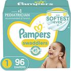Fraldas Recém-Nascida/Tamanho 1 (8-14 lb), 96 Contagem - Pampers Swaddlers Fraldas descartáveis para bebês, Super Pack (Embalagem Pode Variar)