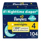 Fraldas Tamanho 4, 104 Contagem - Pampers Swaddlers Overnights Fraldas descartáveis bebê, pacote enorme (embalagem pode variar)