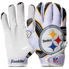 Franklin Sports Pittsburgh Steelers Youth NFL Football Receiver Gloves - Luvas Receiver para Crianças - Logotipos da Equipe NFL e Palma de Silicone - Par S/XS Juvenil