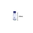 Frasco Reagente de Vidro C/ Tampa de Rosca PP Azul 250ml - Cx/ 10 unidades