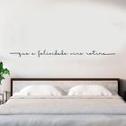 Frase de Parede Que a Felicidade Vire Rotina Comprido Lettering MDF Preto Decorativo Casa Sala Quarto Cabeceira de Cama