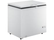 Freezer Horizontal Consul de 309 litros na cor branca com uma porta e rodízios na base