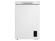 Freezer horizontal Electrolux de 95 litros na cor branca, com design compacto, uma porta superior e painel de controle frontal.