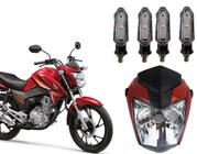 Frente Farol Vermelho Perolizado Cg Titan Fan 125 150 160 + 4 Piscas Seta Led 2017 Até 2021