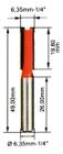 Fresa Reta 1/4 Haste 1/4 Corte Duplo Metal Duro Para Tupia