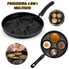 Frigideira 4 em 1 Multiuso com Divisórias Antiaderente Ovos Hamburgers - Preta