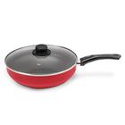 Frigideira Antiaderente com Tampa de Vidro 28cm Multiflon Wok Páprika Vermelho