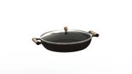 Frigideira Paella Ferro Fundido Com Tampa De Vidro 36 Cm - Libaneza