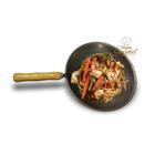 Frigideira Panela Wok Yakisoba Multiuso  Em Aço Carbono 36 Cm Cabo De Madeira