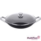 Frigideira Wok 34cm Profissional Antiaderente c/ Tampa Vidro - Multiflon