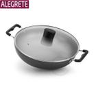 Frigideira Wok Cinza 30Cm C/ Tampa De Vidro E Alca Oferta