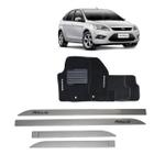 Friso Lateral Prata Focus 2009 A 2012 + Tapete Bordado - Garagem Online LO Parts/Tevic