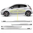 Friso Lateral Slim Peugeot 208 2013 a 2023 Kit Cromado Personalizado 4 Portas