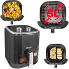 Fritadeira Air Fryer Sem Oléo Visor Led Cor Preta 220 5l Fritadeira Eletrica 1350w +50 Receitas