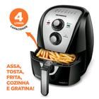 Fritadeira Elétrica Sem Óleo Air Fryer Mondial AFN40BI Family Inox 4L - Preta/Inox