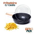 Fritadeira Frigideira Preta Esmaltada Com Cesto Aço Carbono Revestido - Esmalteria Silva