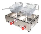 Fritadeira Industrial 2 Cubas Inox 5 Litros À Gás Profissional Salgado Porções Pastéis Baixa Pressão