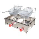 Fritadeira Industrial Baixa Pressão 2 Cubas Inox 5 Litros À Gás Profissional Salgado Porções Pastéis