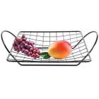 Fruteira de Bancada para Cozinha Aço Cromado Aramado Preto Porta Frutas e Verduras de Mesa com Alças