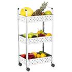 Fruteira Organizador Multiuso 3 Andares Com Rodinha Mak inox