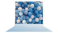 Fundo Fotografico em Tecido Parede Bexiga Balão Azul e Aranco -150x170cm