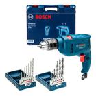 Furadeira Impacto Bosch Gsb 550 Re Kit Brocas Maleta 110v