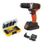 Furadeira Parafusad 3/8 Black+Decker BCD702C1 20V + Kit Bits