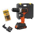 Furadeira parafusad 3/8 Black+Decker BCD702C1 20V + Maleta