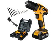 Furadeira Parafusadeira 3/8" a bateria 12V com kit de brocas e bits - BPF 12K3 (110V/220V)