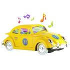 Fusca de Brinquedo que Gira Bate e Volta e Toca Música Animada Amarelo