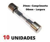 Fusível De Vidro Pequeno 10A Kit 10 Unidades