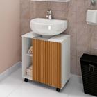 Gabinete Armário Banheiro Pia de Coluna Pequin Branco Ripa