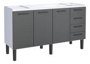 Gabinete Armario Cozinha Juno 1.50 Mt -3 Portas  4 Gavetas - 100% Aço -Cozimax