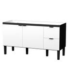 Gabinete / Balcão COLI de Cozinha em MDF 100% para Pia de 1.50m 2 Portas + 2 Gavetas Cor Branco/Preto