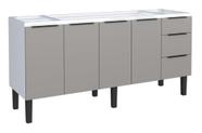 Gabinete / Balcão JUP de Cozinha para Pia de 1.80m em Aço 4 Portas + 3 Gavetas Cor Cinza/Branco