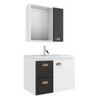 Gabinete Banheiro com Cuba e Espelheira 60cm Multimóveis CR10072 Branco/Preto