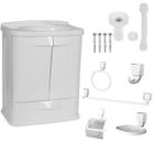 Gabinete Banheiro Lavatório Plástico Pvc Gabfit Branco Astra + Kit de Acessórios Lorenzetti