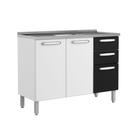 Gabinete Bertolini Evidence 7025 c/Pia 120cm Branco/Preto