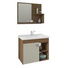 Gabinete de Banheiro com Cuba e Espelheira Lotus 55cm Amendoa/Off White - MGM