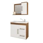 Gabinete de Banheiro com Cuba e Espelheira Vix 65cm Amendoa/Branco - MGM
