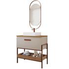 Gabinete de Banheiro Portinari 80 com Espelho Lumini Cappuccino/Freijo - MGM