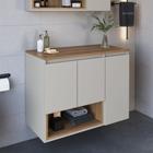 Gabinete de Banheiro Suspenso 80cm Cecília com 3 Portas e 1 Nicho sem Cuba - FAEMA